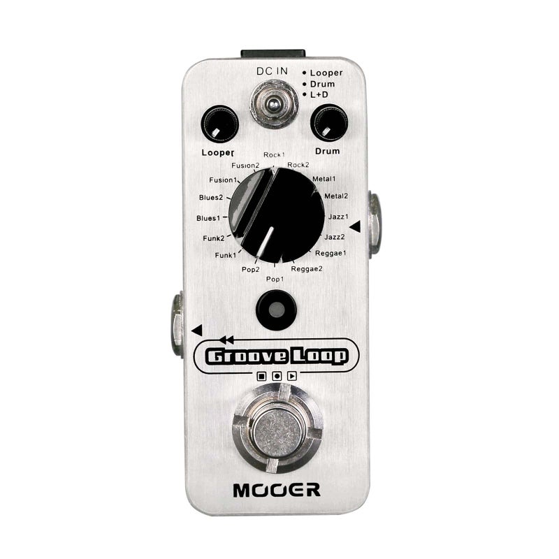 MOOER Groove Loop drum machine with 20 minute finder, 16 different drum grooves, 3 modes, play tempo for loop, record, practice with micro loop drum pedal, mini guitar jamming tool - Image 1
